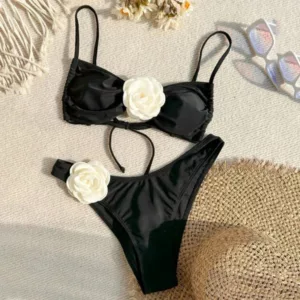 Maillot de Bain 2 pièces avec Rose Blanche